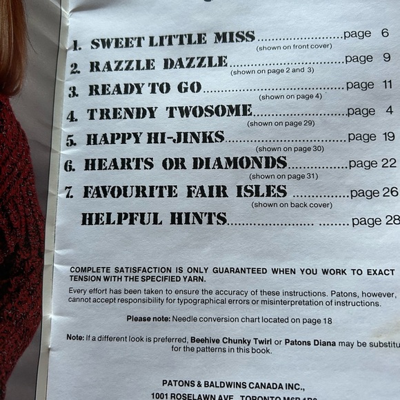 5/$25 Patons Beehive 480 Knit Sweater and Hat Set vintage 1986 pattern book 🥰 - Picture 4 of 7